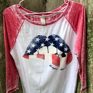 Distressed Baseball women’s Tee red and white